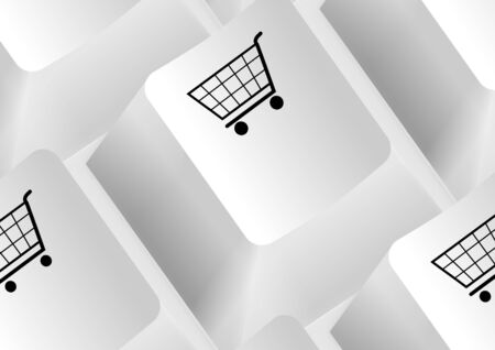 Keyboard with shopping carts as an illustrationのイラスト素材