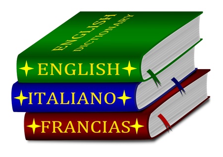 Dictionaries - English, Italian, French のイラスト素材