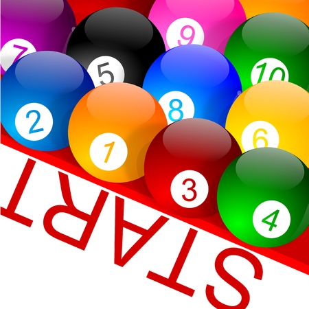 Colorful billiard balls with numbers on the grid - vector 