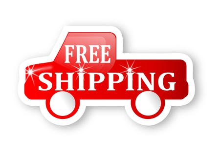 Red truck with a sign free shipping - vectorのイラスト素材