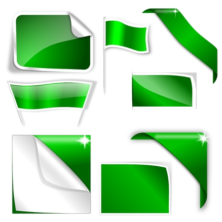 Many green labels of various shapes - vectorのイラスト素材