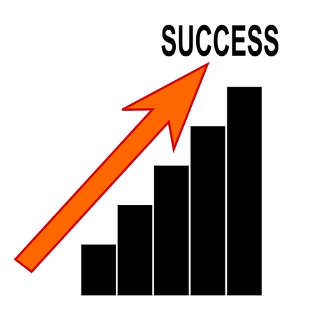 Graph with an arrow and the word success - vectorのイラスト素材