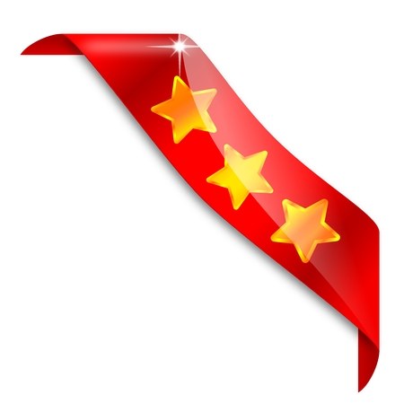 Narrow red corner with three gold stars - vip - vectorのイラスト素材