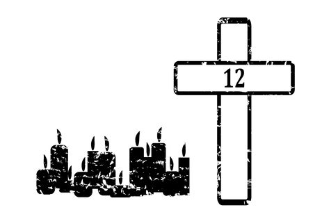 Black Cross with 12 candles and sign 12 - vectorのイラスト素材