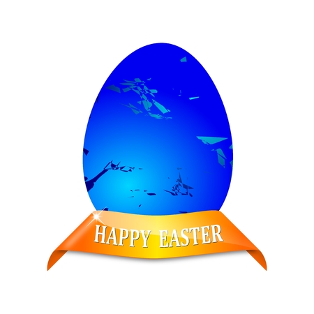 Blue Easter eggs on a yellow base のイラスト素材
