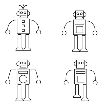 Cartoons simple icons for different robots - vectorのイラスト素材