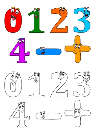 Smiling colorful numbers such as coloring books for little kids - vectorのイラスト素材
