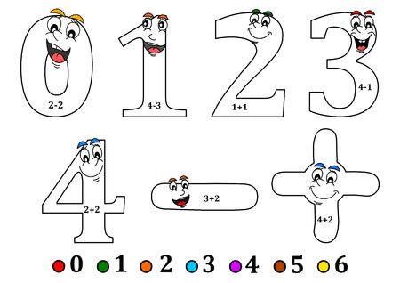 Cheerful numbers to painting as counting for little kids - coloring book - vectorのイラスト素材