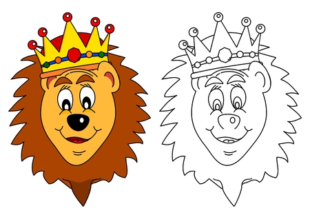 King of beasts crown - lion as a coloring book for young children - vectorのイラスト素材