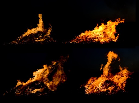 Set of fire backgrounds on blackの写真素材