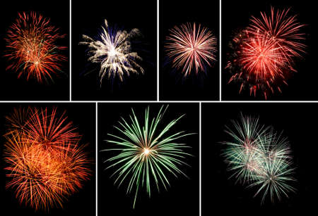 New Year fireworks on blackの写真素材
