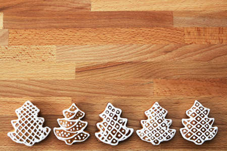Christmas cookies in wooden plate