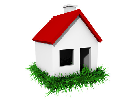 Small 3d house isolated over white backgroundの写真素材
