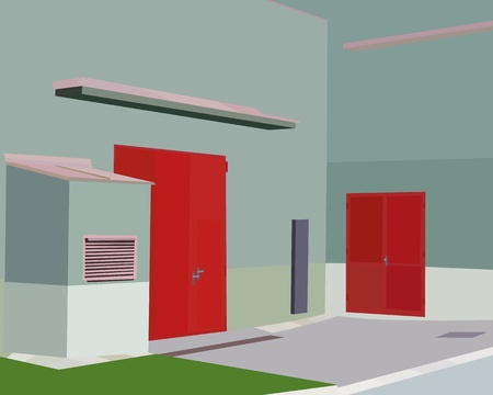 Twice the red door in the cornerのイラスト素材