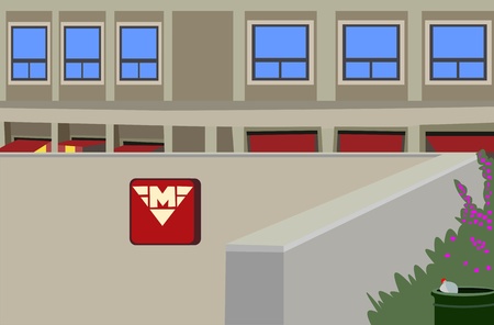 Entrance to the Metro with a dustbinのイラスト素材