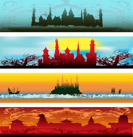 Fairytale Castle Web Banners のイラスト素材