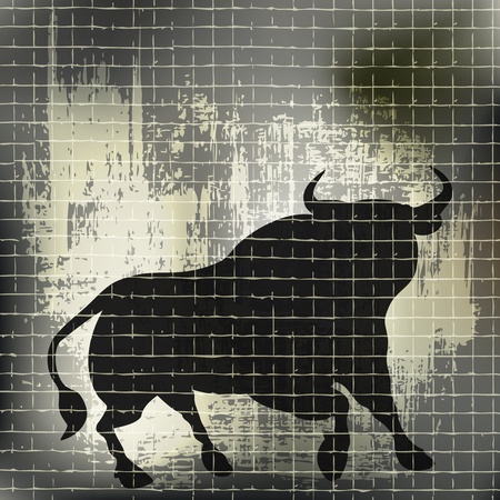 Grunge Bull Vector Background のイラスト素材
