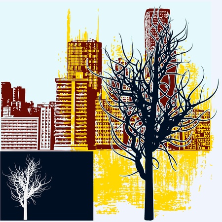 Winter City, Vector backgroundのイラスト素材