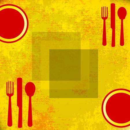 Menu Vector Template, over grunged yellow background のイラスト素材