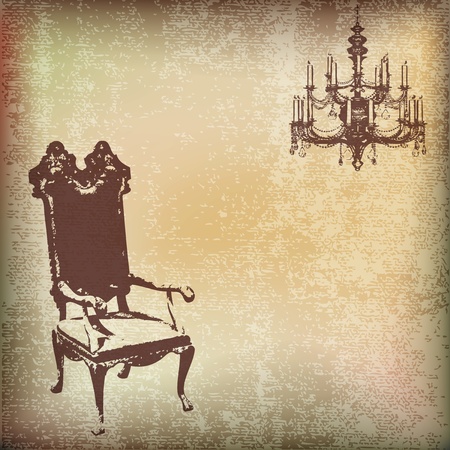 Vintage Chair Vector Parchment Backgroundのイラスト素材