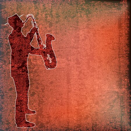Saxophone Player over vintage paperのイラスト素材
