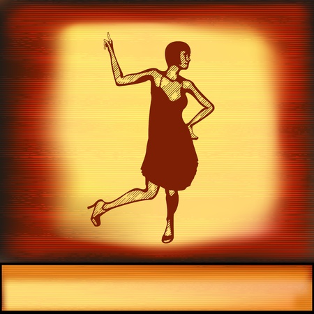 The Charleston, vintage background with a female dancerのイラスト素材