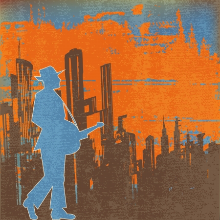 Big city  Blues Guitar Concert, Vector Poster or Flyer for an Acoustic Gigのイラスト素材
