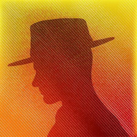 Hat Man, Vector texture background with male head in silhouetteのイラスト素材