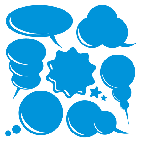 Blank speech bubbles set, communication thoughts, flat vector illustrationのイラスト素材