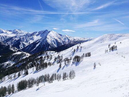 Snowy mountains in France