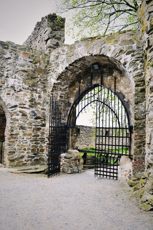 wall of ruins of Castle Helftýnのeditorial素材