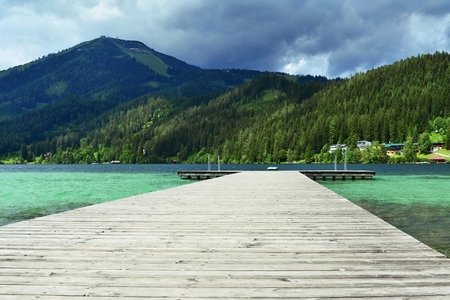 Pier to the lakeの写真素材