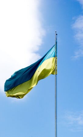 National yellow-blue flag of Ukraine, symbol of the countryの写真素材