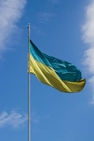National yellow-blue flag of Ukraine, symbol of the countryの写真素材