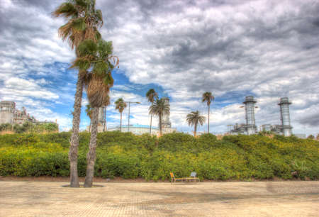 Barcelona factory working at the sunny dayの写真素材