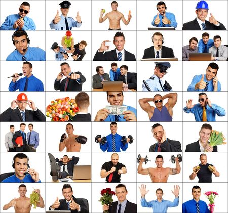 Photo mosaic of active and sport people in workの写真素材