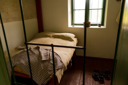 The last century prison cell is ready to receive prisonersの写真素材