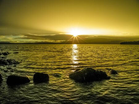The Kola peninsula - the sunset on the white seaの写真素材