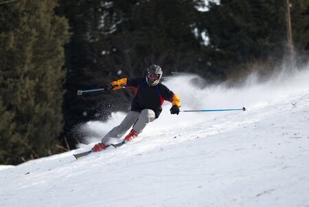 Sharp turn on ski raceの写真素材