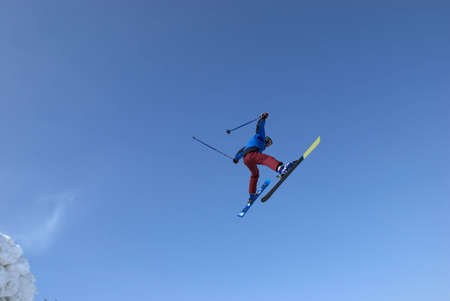 Extreme skiing flightの写真素材