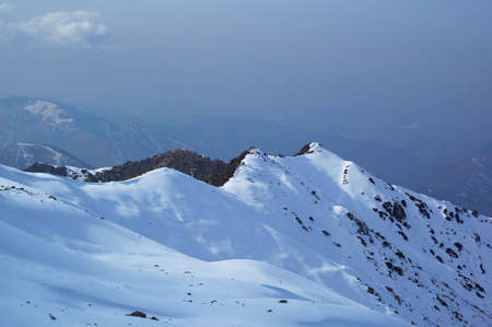 First snow in winter mountain