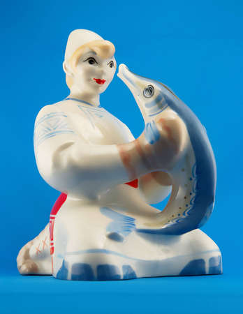 Russian fairy-tale christmas personage Emelya ceramics figurinesの写真素材