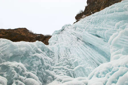 Winter ice waterfallの写真素材