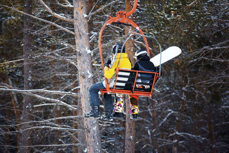 Elevator on mountain ski resortの写真素材