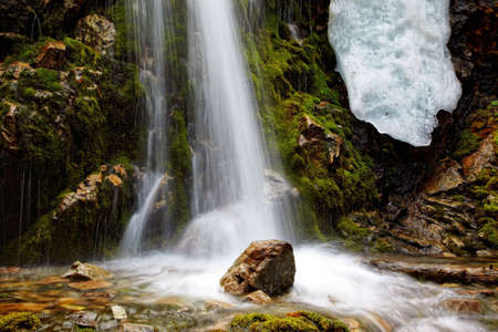 Waterfall close-up for wallpaper or backgroundsの写真素材