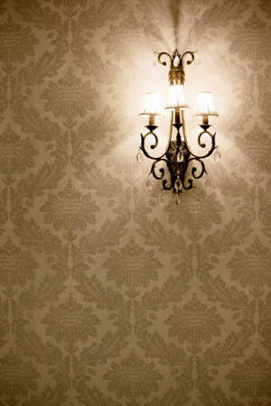 Stylish lamp on the wallpaperの写真素材