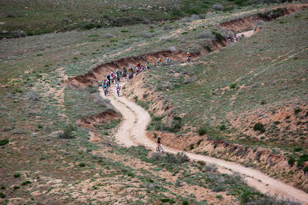 ALMATY, KAZAKHSTAN - MAY 1: Adventure mountain bike cross-country marathon in mountains "Jeyran Trophy 2010" May 1, 2010 in Almaty, Kazakhstan.のeditorial素材