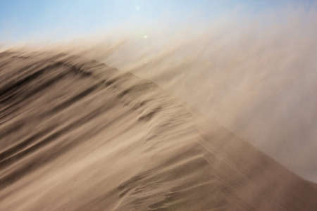 Sandstorm in desert national park Altyn-Emel, Kazakhstanの写真素材