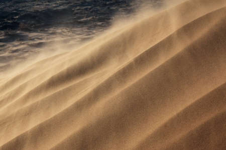 Sandstorm in desert national park Altyn-Emel, Kazakhstanの写真素材