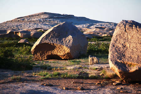 Boulders in desert mountains Bektau-Ata, Kazkahstanの写真素材